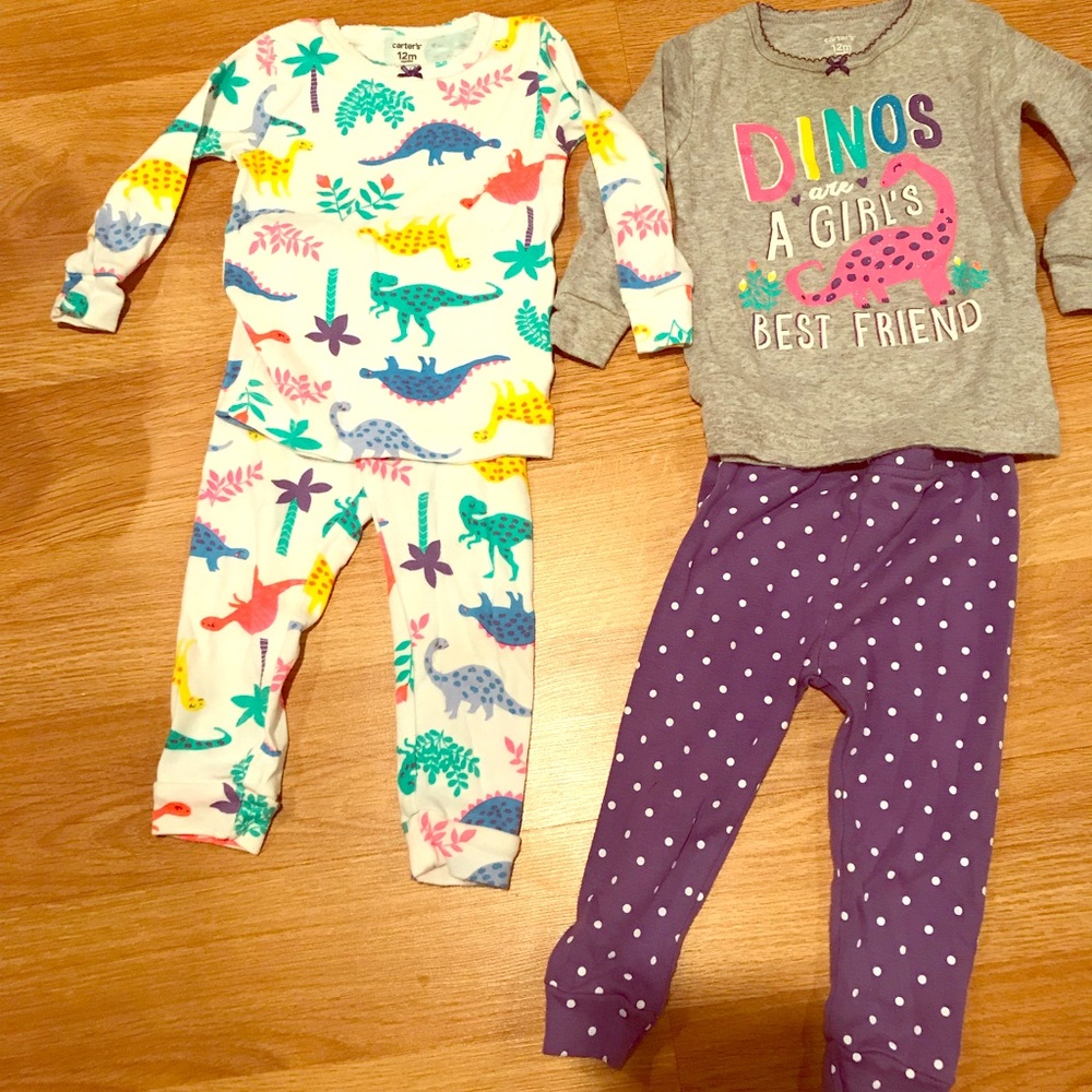 12m girls Dino pajamas